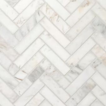 Volakas Herringbone Honed Marble Mosaic