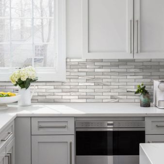 Kitchen Cabinet with Marble Backsplash