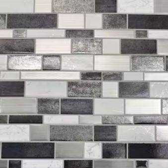 Silver and White Mosaic Foil Peel and Stick Paper Tile Backsplash