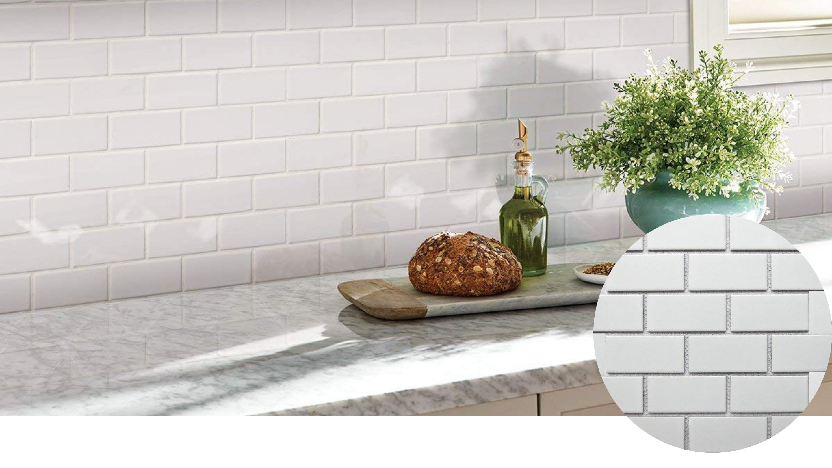 Kitchen Backsplash Design White Tile Porcelain Subway