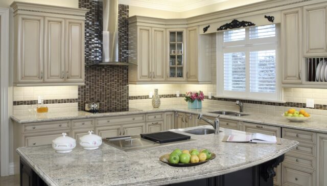 white granite countertop