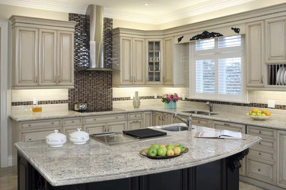 white granite countertop