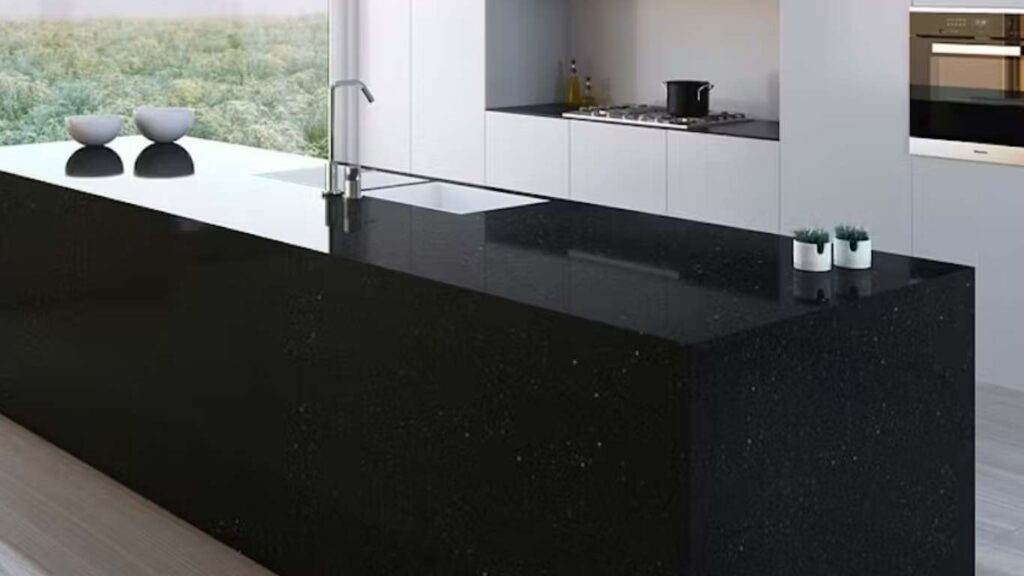 Stellar Night Black Quartz Countertop Kitchen Design